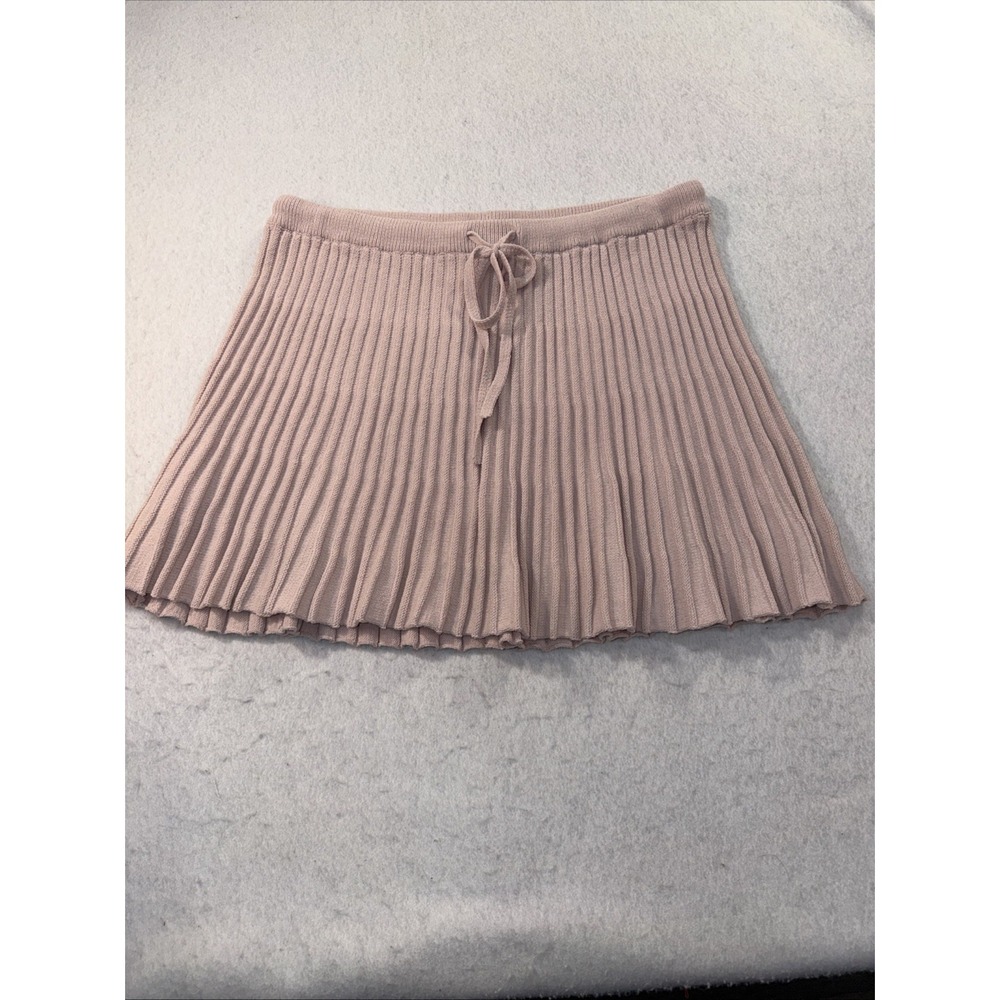 American Eagle Pleated Knit Mini Skirt Womens Large Light Pink New W/ Tag Ribbed